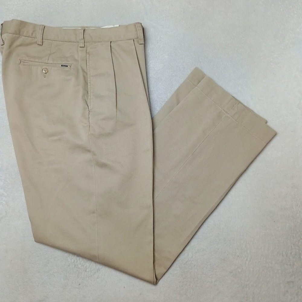 Polo Ralph Lauren Pants Men 36x32 Beige Ethan Chino Khaki Classic Pleated Cotton